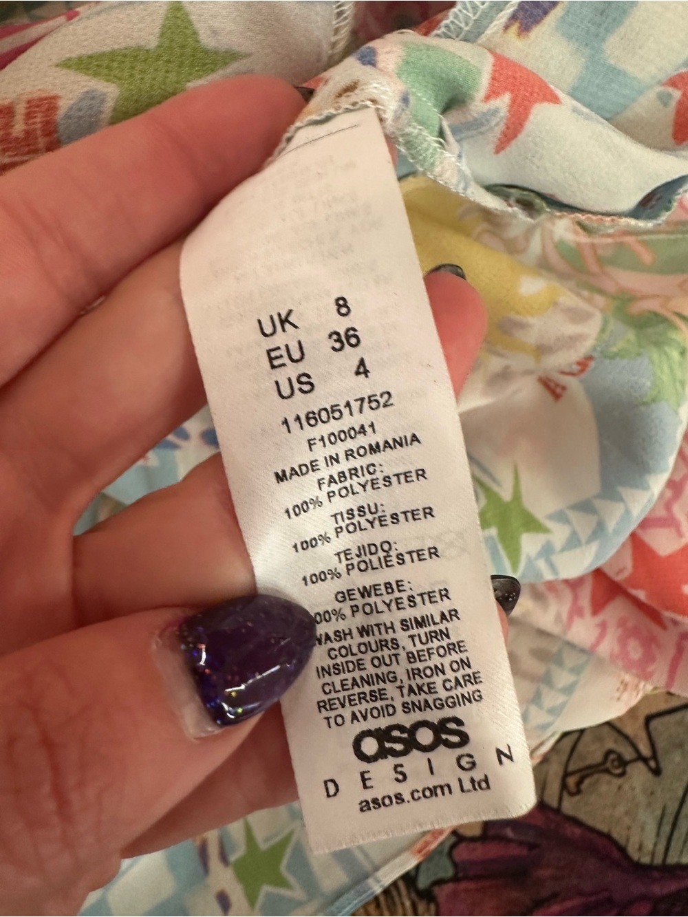 NWT ASOS Multi-Color Florida Themed Patchwork Maxi Dress Size 4 - Picture 6 of 9
